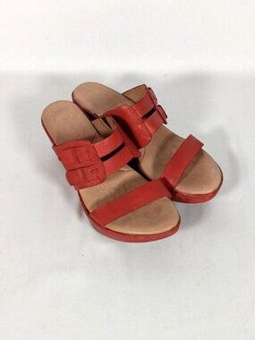 Born Womens Red Leather Platform Chunky Wedge Boho Festival Us/10.5,11 Eur/42